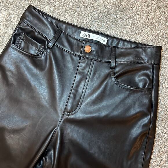 ZARA Faux Black Leather 90s Pant Size 4 XS Gothic Party Holiday‎ Sexy Concert - Picture 2 of 15